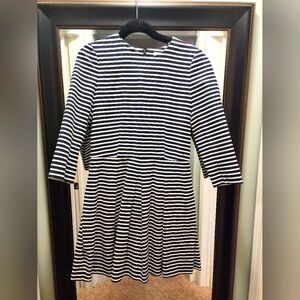 Navy & white fit and flare dress